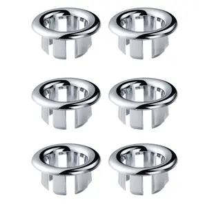 WOWOW 6 Pack Sink Overflow Ring, Bathroom Kitchen Sink Basin Trim Overflow Cover Hole Insert Cap Chrome