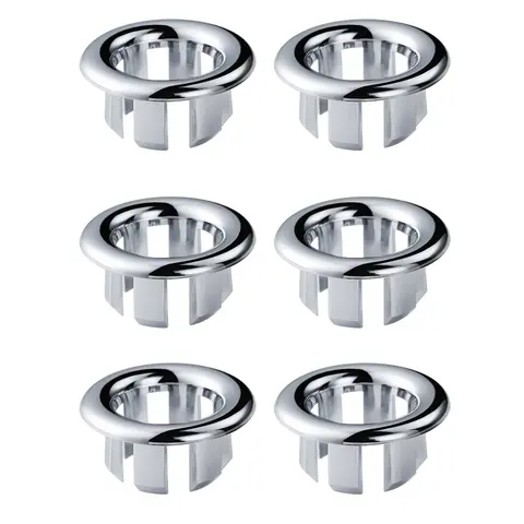 WOWOW 6-Piece Round Chrome Finish Bathroom Sink Overflow Ring Trim Cover Insert Cap, ABS Plastic Bathroom Fixture Accessories with 22mm/0.86in Hole, Strong Corrosion Resistance, Resists Fading Over Time, 3-Year Replacement Warranty for Indoor Bath