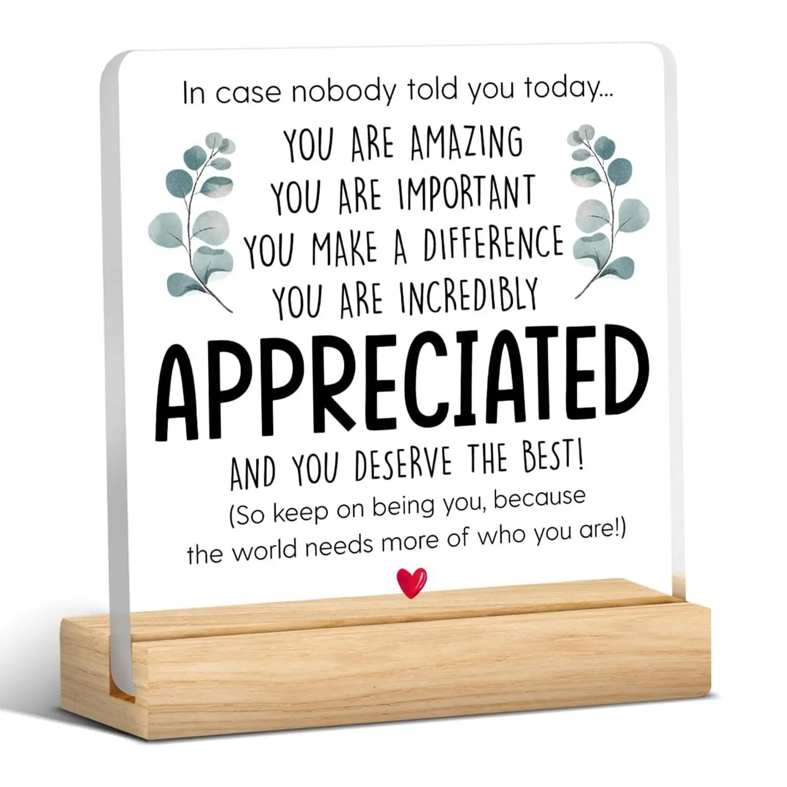 Inspirational Quote Pattern Acrylic Desktop Plaque, 1 Count Creative Wooden Base Decorative Plaque, Desktop Decoration for Home Office