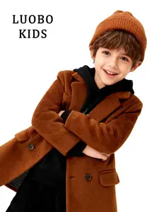 【Bebekids】Long Fall & Winter Jacket, Casual Wrap Style with Pockets for Kids 90-160cm, Cozy Academy Inspired Coat-24227