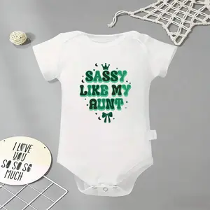 Sassy Like My Aunt Royal Baby Vibes Baby Bodysuit, Funny Infant Newborn Clothes 100% Cotton Jumpsuits Baby Boys Girls Casual Rompers Baby Gift Baby Short Sleeves Onesie Clothes Letter Pattern Baby Outfit for Outdoor Indoor