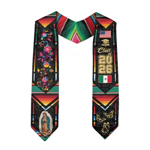 Mexican Graduation Stole 2026, Mexico American Flag Graduation Sash, Class of 2026 V Shape National Country Flag Stole