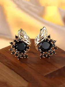 1Pc Black Synthetic Cubic Zirconia Flower Pendant Earrings - Statement Earrings, Bohemian Fashion Gold Claw Pendant, Fashionable Jewelry Accessories, Perfect for Weddings, Birthdays, Anniversaries, Christmas & Daily Gifts