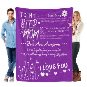 Step Mom Blanket to My Step Moms 50X60 Soft Throw Blanket 310 Grams Purple Throw Gifts for Bonus Moms Meaningful Mother's Day Present Easy Maintenance Designed