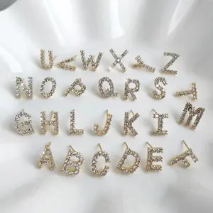 A-Z Initial Stud Earrings for Women, Sparkling Cubic Zirconia Letter Earrings, Titanium Steel Personalized Jewelry Gift