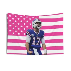 Josh Allen on Field Scream US Pink Flag Tapestries, Flag, Indoor Wall Tapestries