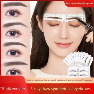 104PCS One-piece Eyebrow Stickers for Women Adjustable Pencil Trimmer Stencil Set for Beginners Hassle-Free Brow Grooming Easy Application