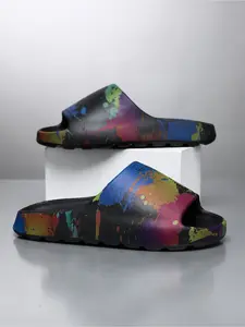 Summer Colorful Graffiti Slippers Thick Sole Non-Slip Eva Bathroom Slippers Outdoor Beach Shoes Suitable for Daily Wear