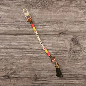 KC Chiefs Zipper Pull Red Yellow White with Black Gold Accents Black Tassel Clip for Backpack Suitcase Coat Purse