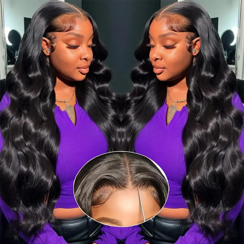 28" 5x5 HD Lace Closure Wigs Human Hair, Pre Plucked & Pre Cut, 180% Density, Body Wave, Glueless Wear & Go Lace Front Wig