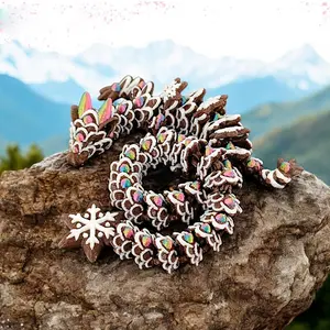 Simulation Dragon Ornament, 3D Printed Snowflake Dragon, Brown and Rainbow Colors, Flexible and Movable Joints, Gift Dragon Ornament, Home Decoration, Decorative Sculptures