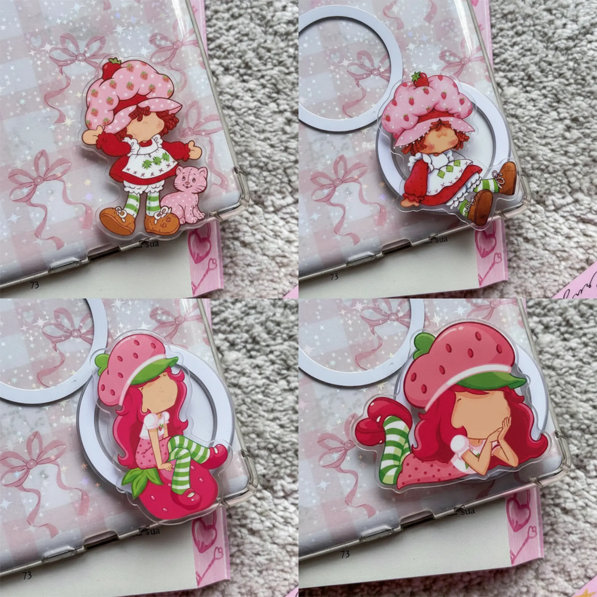 (Same as video) Sweet Strawberry Girl MagSafe Phone Grip - Magnetic Phone Stand Grip - Kawaii Aesthetic Accessory