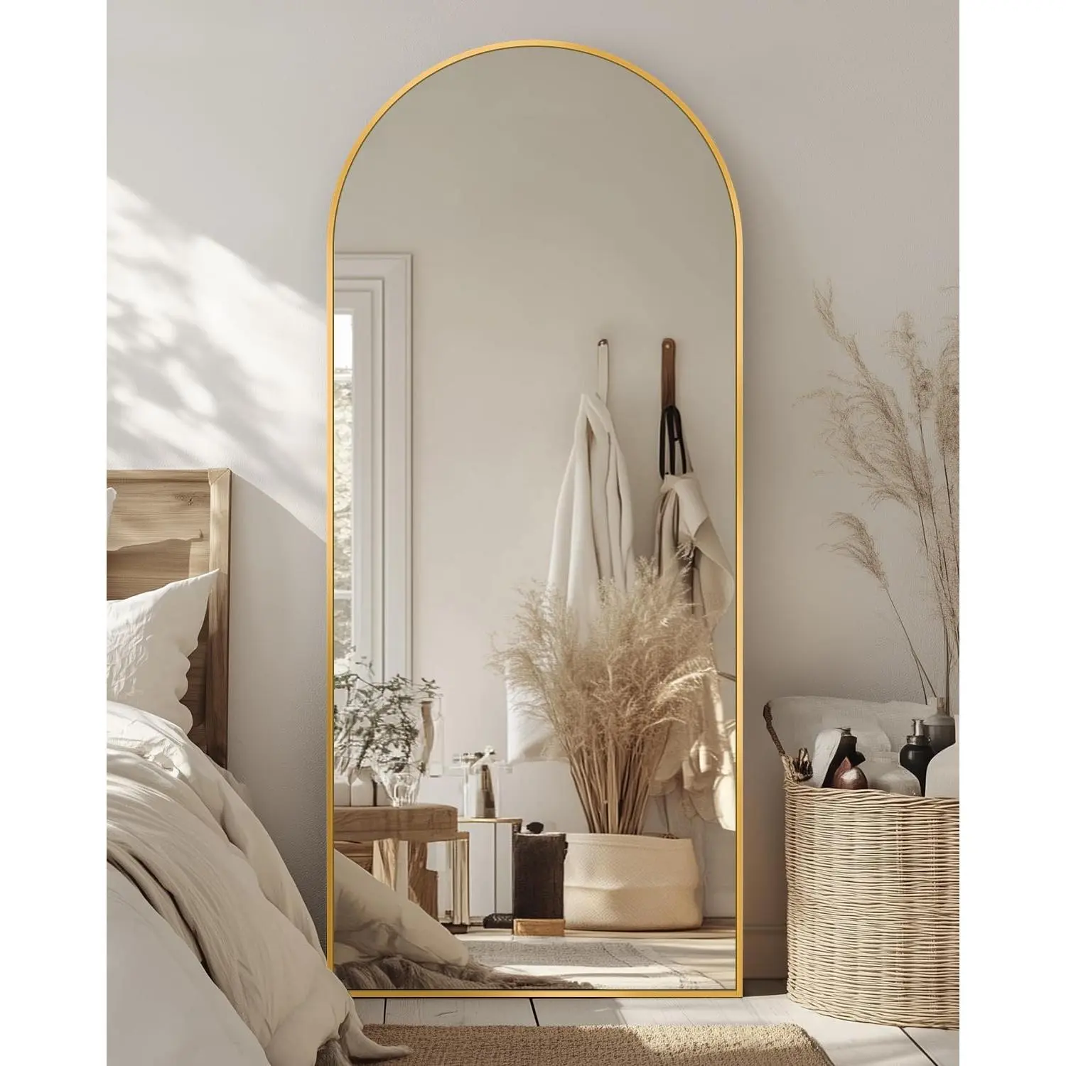 58"x21" Lightweight Aluminium Frame Glass Full Length Mirror - Bathroom Decor Mirror for Room Use, with Stand for Leaning, Standing or Hanging