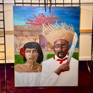 Jibaro Gothic 24” x 30” | Acrylic on Canvas Painting Inspired by Grant Woods' American Gothic