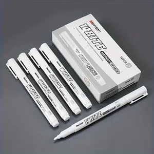 White Permanent Marker Pen, 12pcs/box Fine Point Marker Pen, Art Painting Marker Pen for Wood Imitation Leather, Drawing Markers