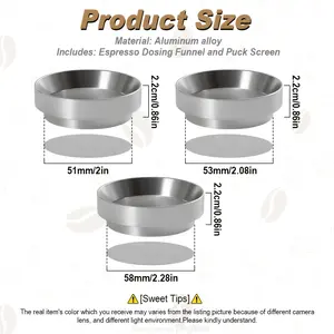 Aluminum Intelligent Dosing Ring for Bowl Coffee Powder, Espresso Barista Tool for 51/53/54/58mm Profilter Coffee Tamper, Espresso Dosing Funnel