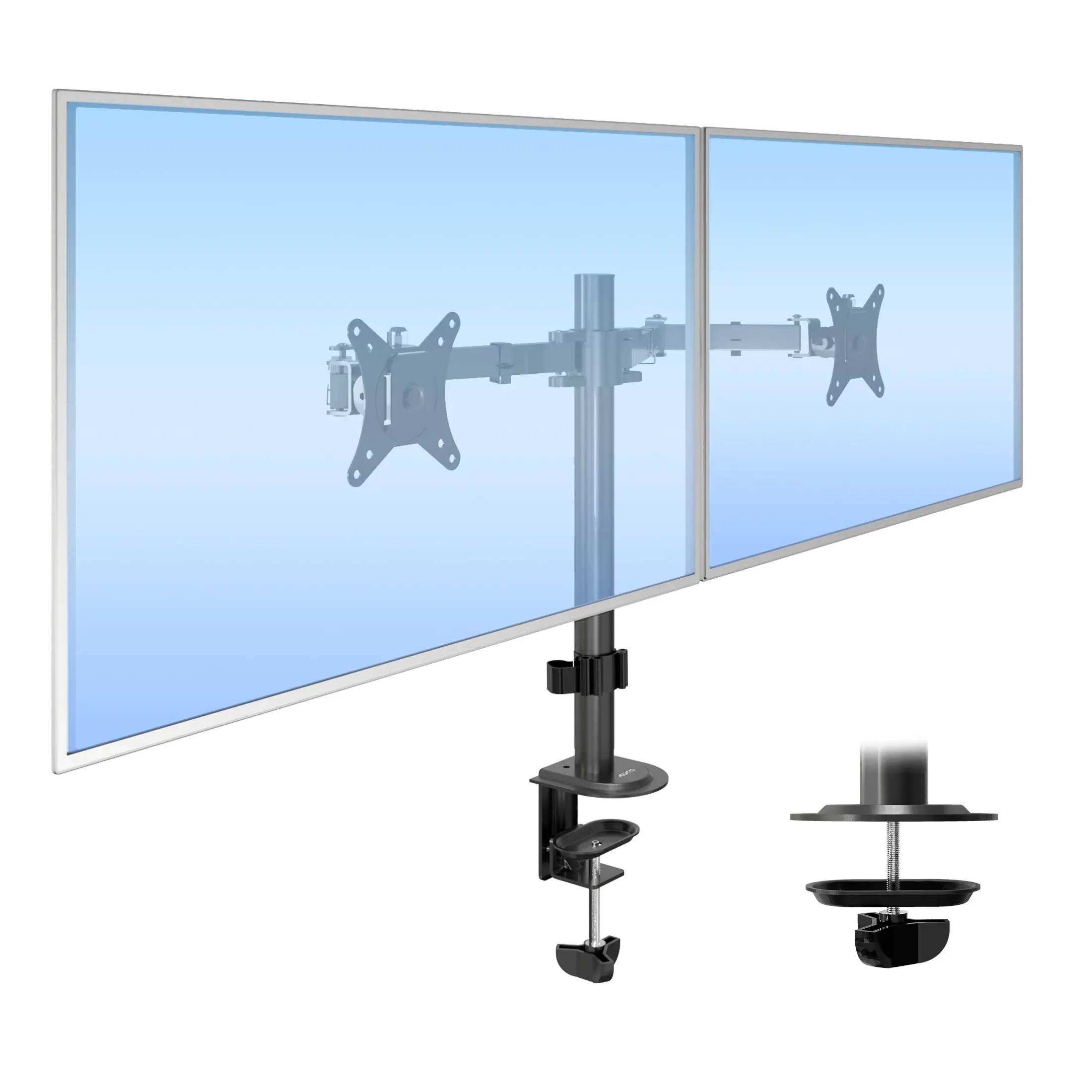 Mount-It! Full Motion Dual Monitor Desk Mount for 17" - 32" Screens with Height Adjustment & VESA Compatibility Ergonomic Sit Stand