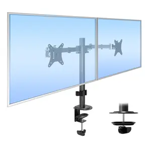 Mount-It! Full Motion Dual Monitor Desk Mount for 17" - 32" Screens with Height Adjustment & VESA Compatibility Ergonomic Sit Stand
