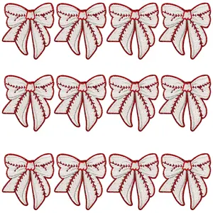 10PCS Iron On Game Day Patches Embroidery Sports Ball Sequin Bow Fashion Sew On Cute Appliques Accessories for DIY Clothes Hats Projects Glitter Trim Home Decor