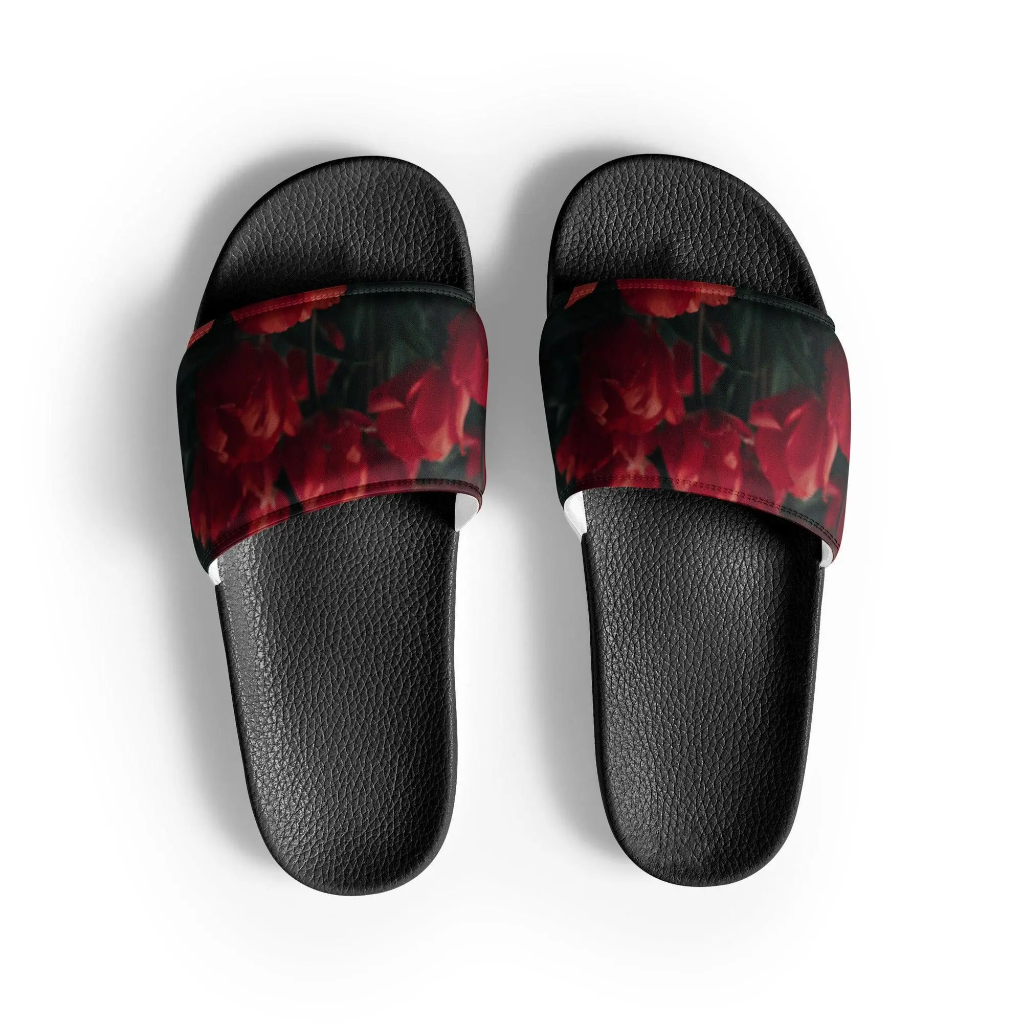 Onyx Women's Slides - Red Flowers, Comfortable Footwear for Girls, Ideal for Walking and Casual Wear