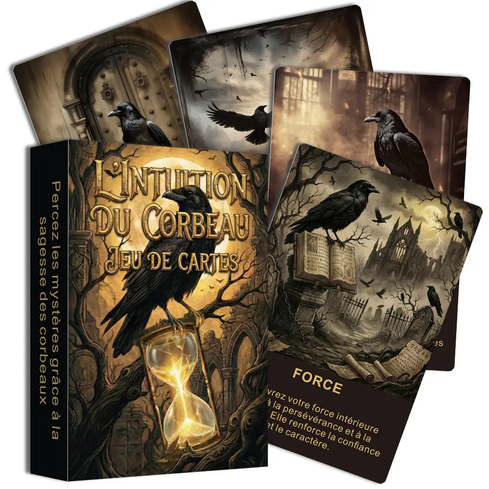 French Crow's Insight Card Deck, 50 Original French Oracle Cards, Personal Reading and Collection, French Tarot Cards, 12*8, 14+
