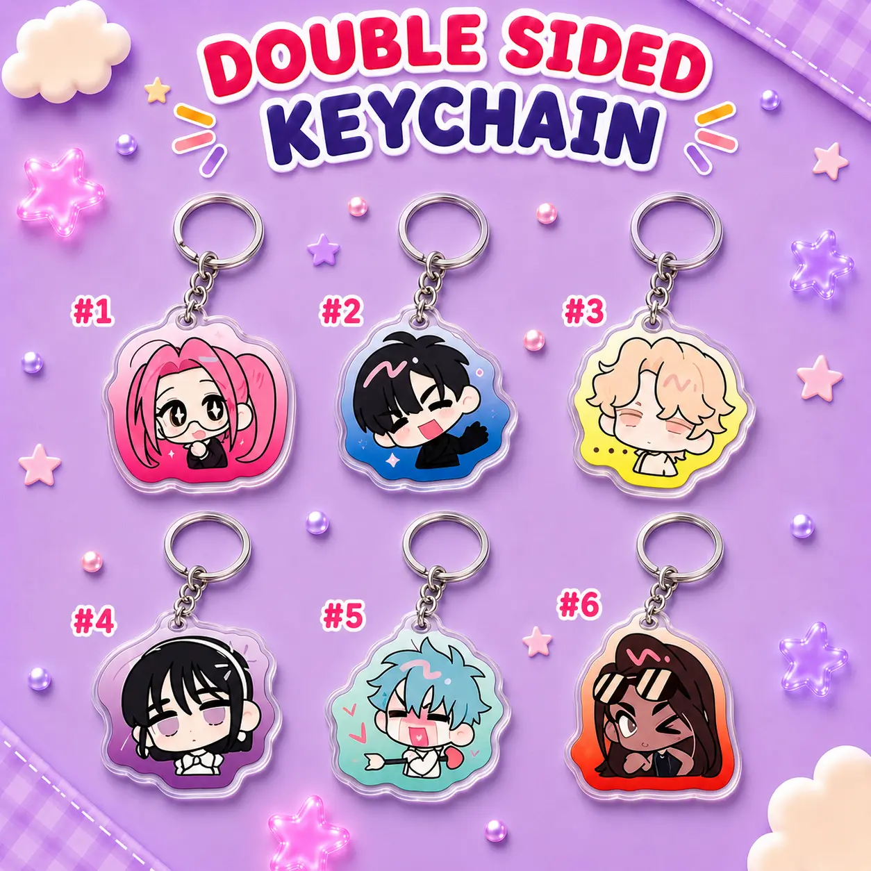 Double -sided keychain Creative Acrylic Keychain, Key Chain Cute, Colorful Background, Cartoon Couple Characters, Fan Collection Accessory, Gift Keychain