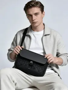 Men's Fashion Rhombus Pattern Shoulder Bag, Waterproof and Durable Fabric, Trendy Crossbody Backpack for Daily Use, Stylish Crossbody Bags