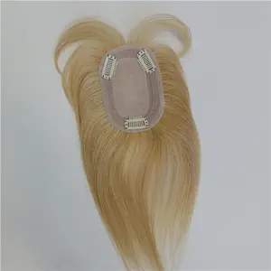 35cm 25cm 8*12 27/613 Color Human Hair Toppers for Women 100% Remy Topper With Bangs Normal Density  Silk Base Clip in Topper Blonde Straight Hair Glueless Frontal