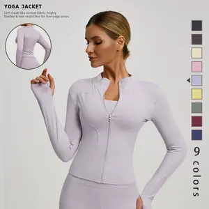 New Women's Zippered Four-Season Long-Sleeve Sports Jacket with Thumbholes, Small Stand-Up Collar, High-Elastic Comfortable Fitting Top, Suitable for Yoga Practice, Running, Gym Training, and Slim-Fitting Sports Wear