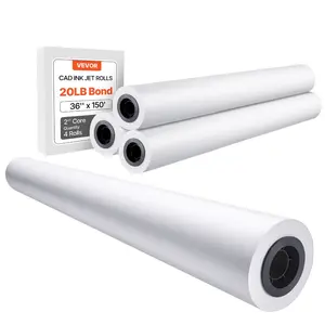 VEVOR Wide Format Paper, 36 inx 150 ft Plotter Paper, 4 Rolls CAD Bond Rolls with 2 in Core, 20 LB Bond Paper Rolls, Idea for CAD Drawings, Engineering Plans, GIS Maps Architectural Designs