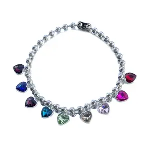 Heart Bead Chain Choker Necklace Women Girl Birthday Valentines Day Gift