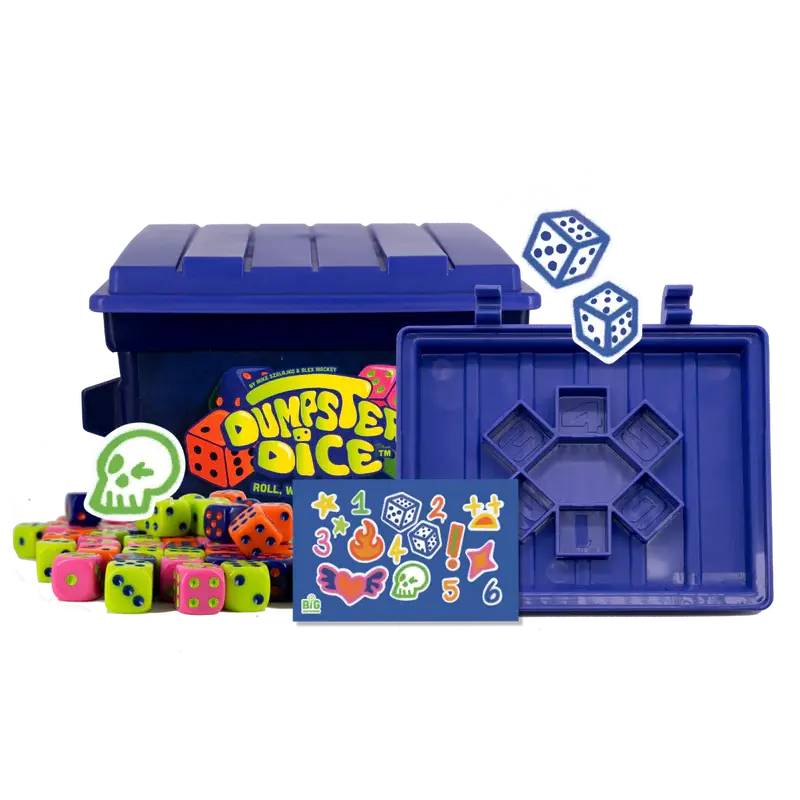 Dumpster Dice - Roll Win Avoid Bin Family Game Night Fun Easy To Learn Fast Paced Dice Game For Game Nights