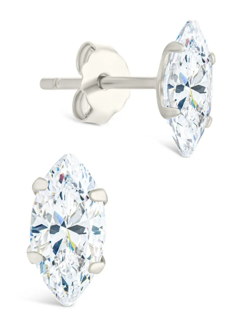 Sterling Silver Marquise Cut Prong Set Stud Earrings Sterling Silver Marquise Cut Prong Set Stud Earrings
