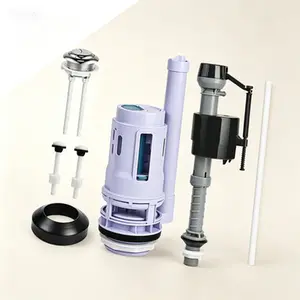 Universal Dual Flush Valve & Fill Valve Kit for 2-Piece Toilets| Toilet Repair Kit Inside Tank with Push Button, Gasket & Bolts| Replaceable Toilet Fill Valve & Flush Valve for Glacier Bay Toto American Standard| Easy Installation Toilet Parts