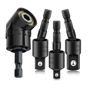 Right Angle Drill Adaptor, 4-In-1 Impact Drill Bit Extension, 360° Rotatable Socket Adapter Set, 105 Degree Screwdriver Drill Bit, Heavy Duty Industrial