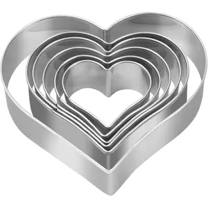 Heart Cookie  Set - 6 count - 3 4/5", 3 1/5", 2 4/5", 2 3/5", 2 1/5", 1 4/5" - Heart Shaped Cookie Cutters, Stainless Steel Biscuit Pastry Cutters
