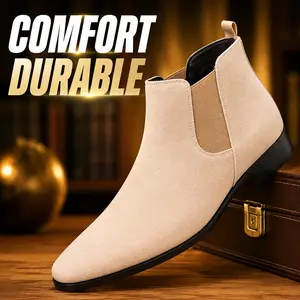 XINMAO Men's Orange Chelsea Boots - Classic Silhouette & Vibrant Flair for Casual to Smart Events - Comfortable & Stylish Footwear Walking Shoes