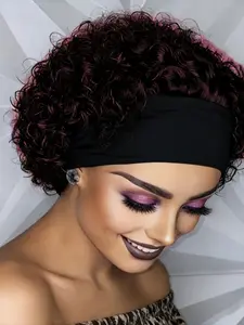 Headband Wig Human Hair Wigs for  Women Pixie Cut Wig  Wig Short Curly Headband Wigs