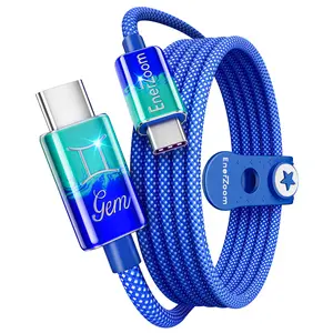 Enerzoom Zodiac Collectible Charging Cable, 240W PD 3.1 Fast Charging USB C to USB C Cable with 3D Zodiac Charm, Mystery Stickers, E-Marker Chip, Cute Desk Setup Accessory, Astrology Gift for Zodiac Lovers, Women, Men and Teens usb-c data fast usb c
