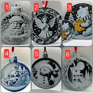 Christmas Tree Ornaments 3D Printed Decorations with Santa Design and Merry Christmas Text for Festive Home Decor