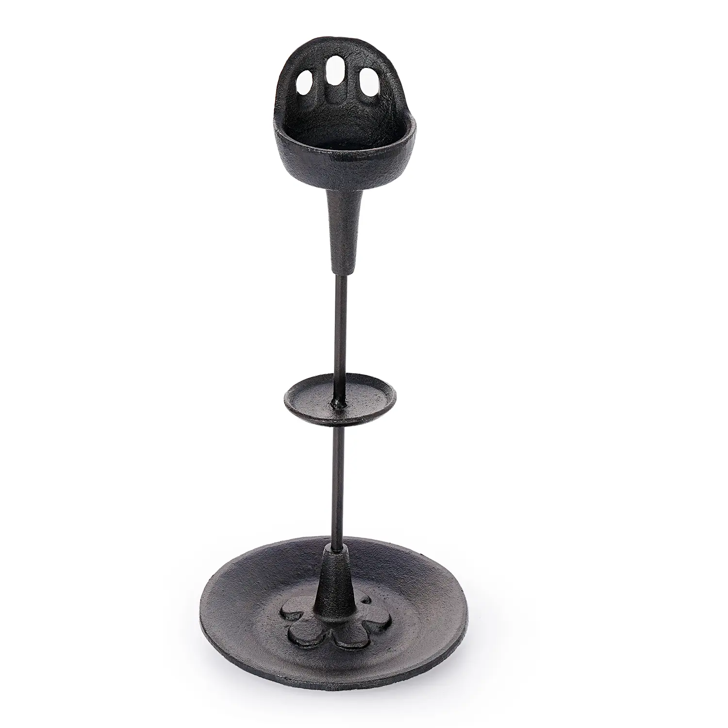 Sungmor Cast Iron Big-Tall Freestanding Candlestick Holder - 15" Vintage Rustic Black, Fits Pillar/Taper Candles, Home Supplies for Tabletop/Floor Use in Living Room Decor