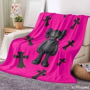 Black Figurine Flannel Blanket with Gothic Cross Print  Ultra Soft and Cozy  Lightweight yet Warm  Perfect for Bedroom Decor  Sofa Throw  Office Use  Housewarming Gift  Relaxation and Lounge Spaces