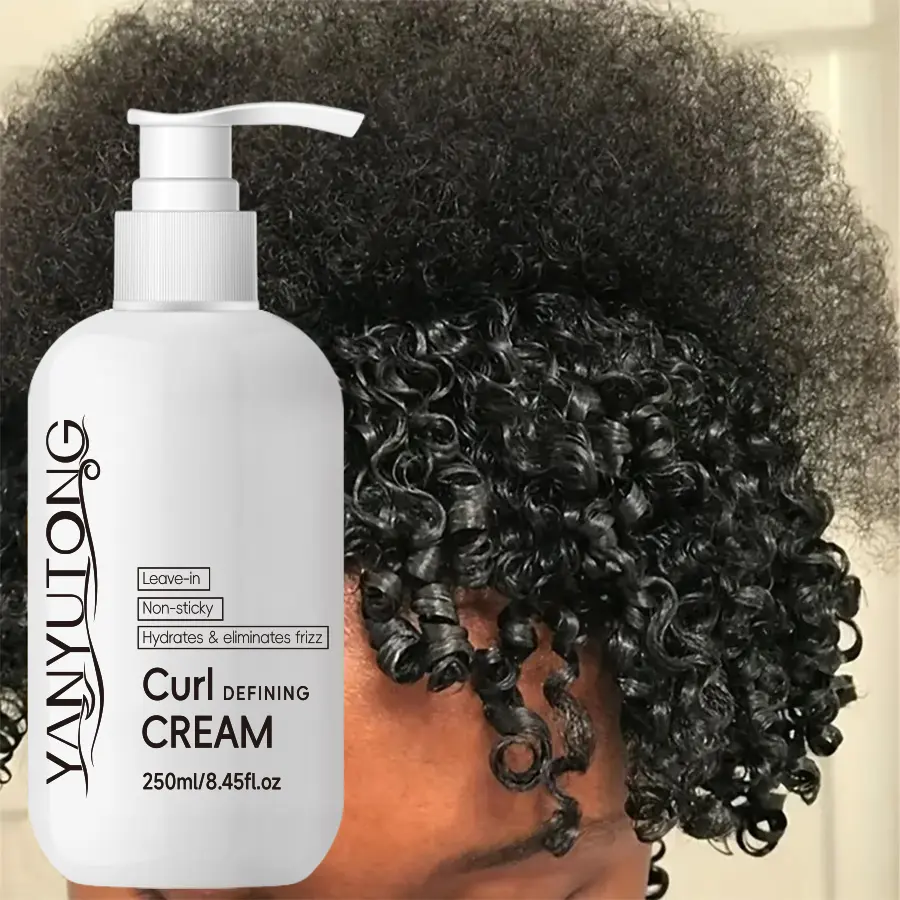 No-Rinse Curl Defining Styling Cream 250ml: Plant Extract Formula, Suitable for All Curl Types! Curly Hair Products, Non-Greasy & Deep Moisturizing, Say Goodbye to Frizz, Quickly Create Bouncy & Voluminous "Air Curls" Haircare