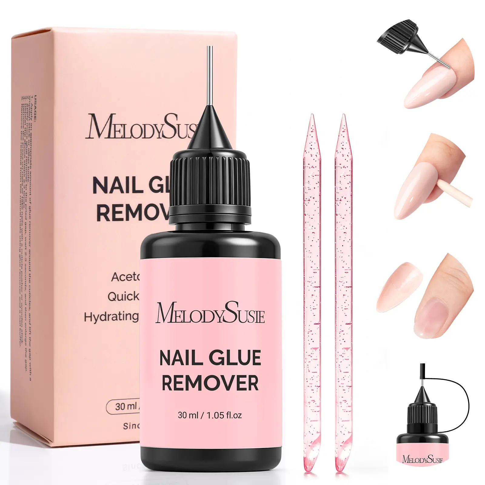 MelodySusie 30ML Nail Glue Remover for Press on Acetone Free Multi-Functional Gentle Remover for Nails Tips Home Salon Manicure Non-Irritating Hypoallergenic Formula #Summervibes #DealsForYouDays