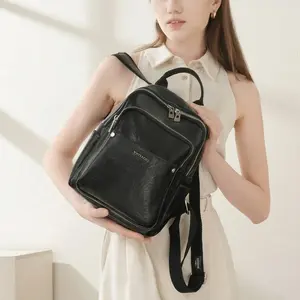 1pc Fashionable Ladies' Backpack, Multi-pocket Design Travel Bag with Spacious Space, Simple Soft Leather Rucksack for Daily Commute.