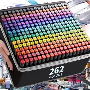 24-262 Colors Dual Tip Art Markers Set, Professional Permanent Drawing Pens for Anime Coloring, Coloring Book Markers & School Supplies, Ideal Christmas Gift