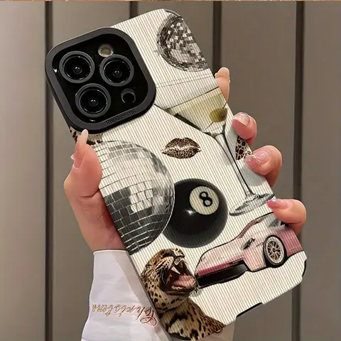 Car Themed Pattern Phone Case, Decorative Phone Protector Cover, Phone Accessories Compatible with iPhone 16 15 14 13 12 11 Plus Pro Max Series, Durable Protective Casing