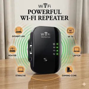 WiFi Extender Signal Booster for Home Up to 5000 sq.ft with 40 Devices, Wireless Repeater, Long Range Amplifier, 1-Tap Setup, Alexa Compatible  Game Essentials
