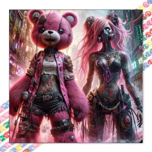 1 DIY diamond painting kit, 5D diamond art set, DIY decoration, cyberpunk style diamond painting kit with full round drills, mosaics, diamond art, DIY art home decor, suitable for Christmas.