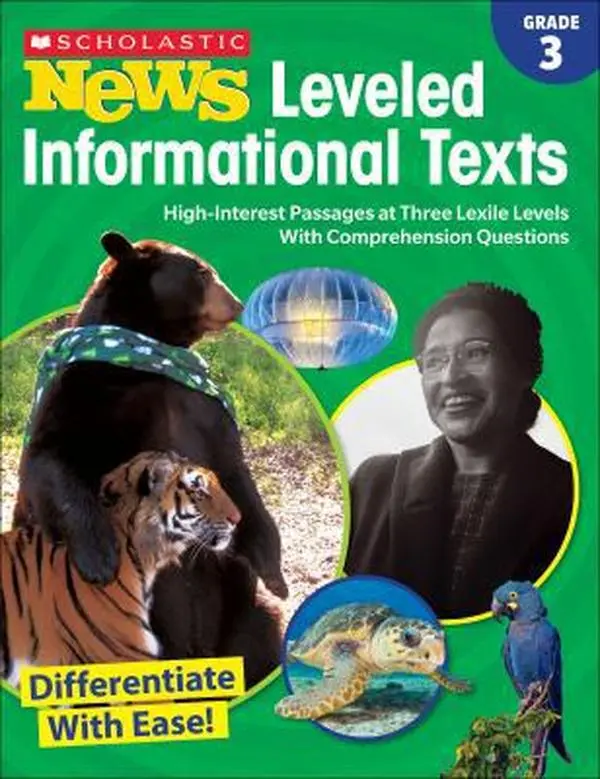 USED Book - Scholastic News Leveled Informational Texts: Grade 3: High-Interest Passages at Three Lexile Levels with Comprehension Questions by Scholastic Teacher Resources (Paperback) - english